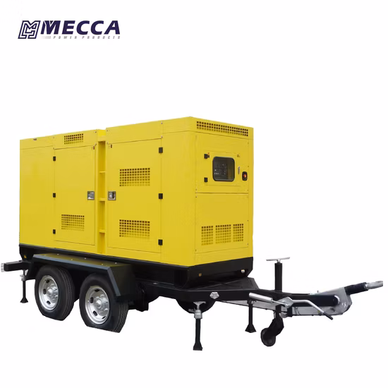 Conjunto gerador diesel montado em reboque móvel 20kVA 30kVA 50kVA 80kVA 100kVA 120kVA 150kVA 200kVA Carrinho elétrico Cummins/Perkins/FAW/Geradores de energia Deutz